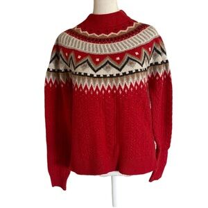Caslon Red Fair Isle Sweater. Size S.
